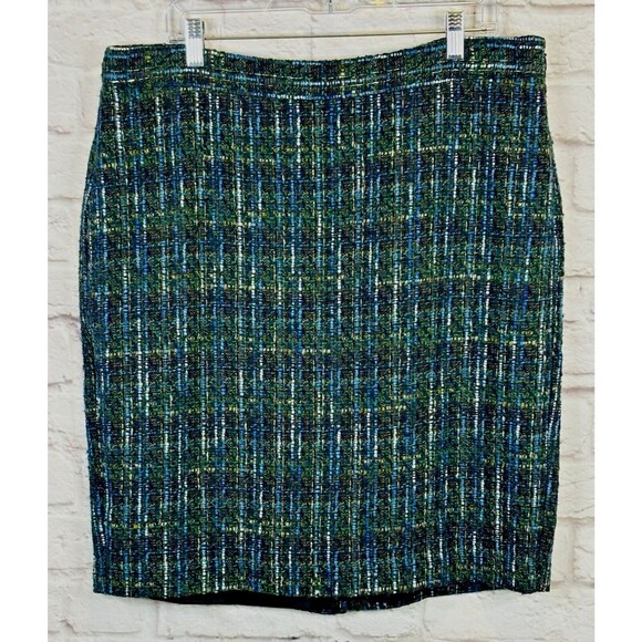 J. Jill Dresses & Skirts - J Jill Wool Blend Multicolor Tweed Pencil Skirt Soft Short Blue Green Gray Sz 16